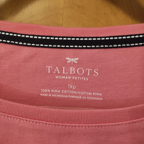 Talbots Pink Mid Sleeve Women's Petite Tee - Picture 3 of 5